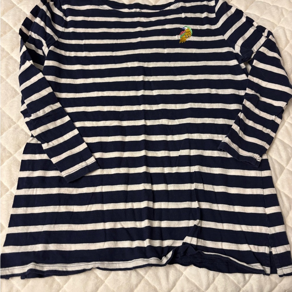 Old Navy Navy and White Striped Long Sleeve Tee